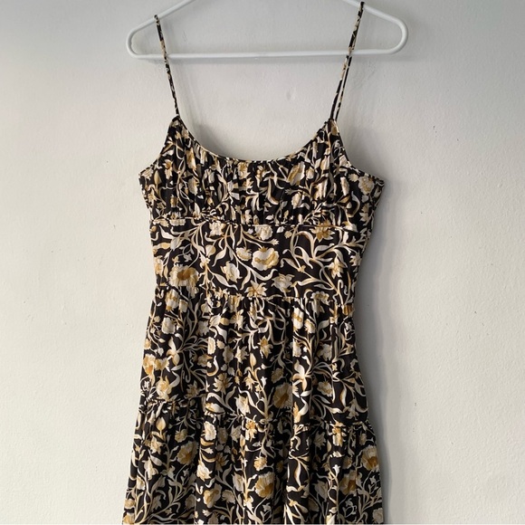 Doen Benoit Cotton Ruched Bust Midi Maxi Dress Noir Columbia Street Floral Black - Picture 8 of 14